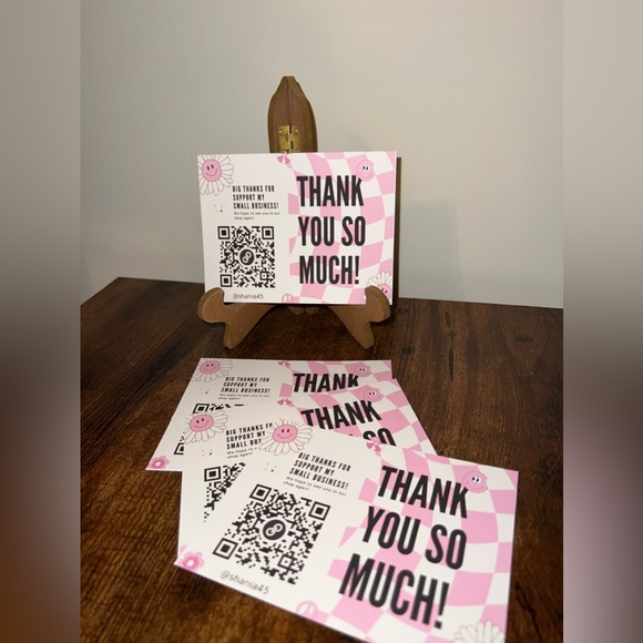 Pink Retro Thank You Cards, Custom Cards - Picture 2 of 3
